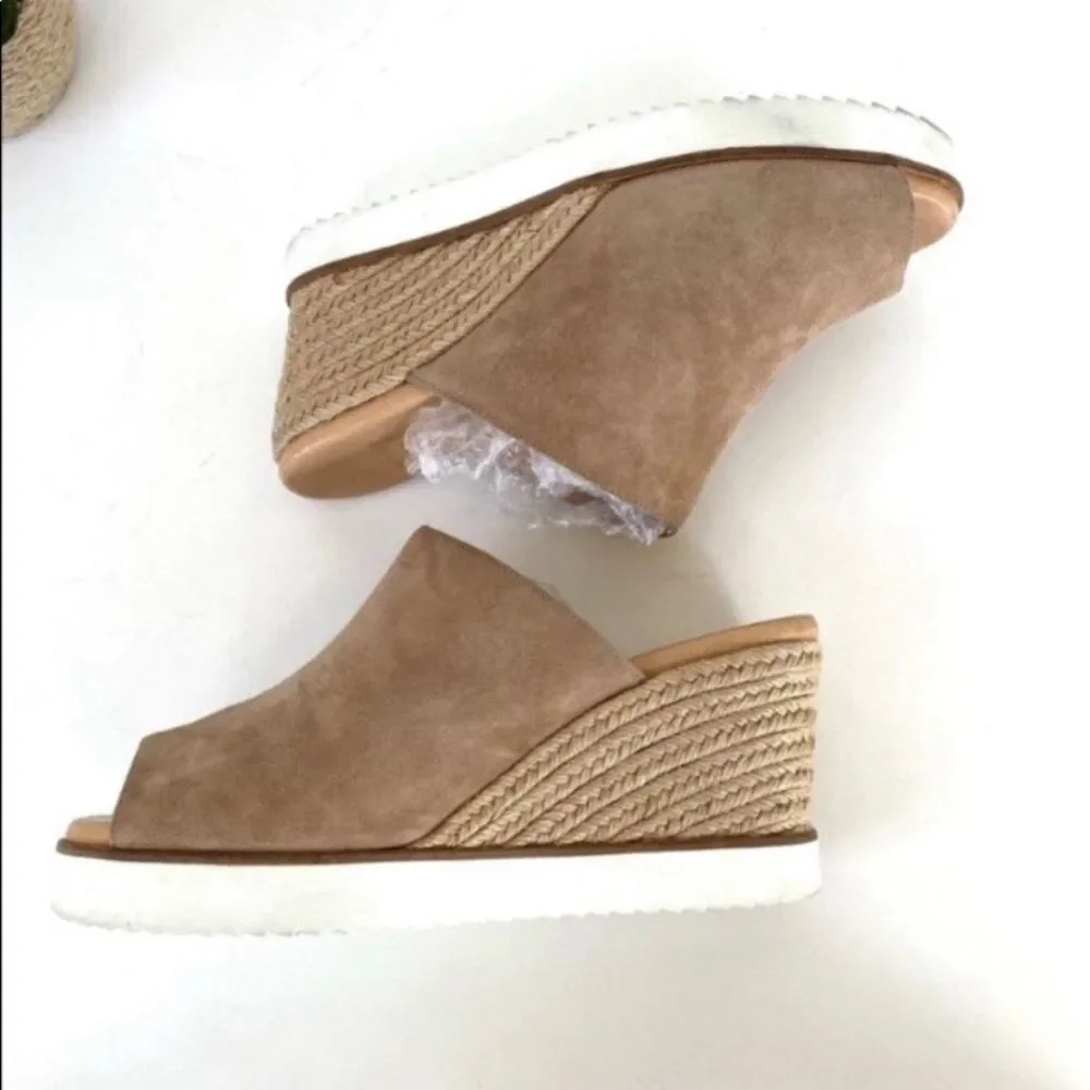 Frau Italian Made Tan Suede Espadrille Wedge Slide Sandals Women’s 10.5/11